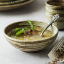 GobekUsa Japanese Style Handmade Stoneware Dinnerware Set - Round Plates and Bowls