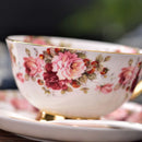 GobekUsa Elegant Floral Tea Set - 200ml Capacity Bone China Cup, Saucer, and Spoon