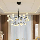 GobekUsa Glass Ball Firefly LED Tree Branch Chandelier Industrial Black Lighting
