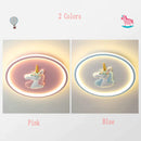 GobekUsa Cartoon Kids Ceiling Lights Remote Control Chandelier 56W Blue Pink 220V