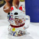 GobekUsa Crystal Lucky Cat Glass Figurine - Fengshui Home Decor & Paperweight