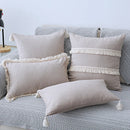 GobekUsa Boho Style Tassel Pillow Cover Set for Sofa Bed, Beige Grey Blue Yellow