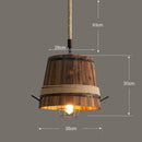 GobekUsa Barrel Industrial Chandelier for Dining Room Cafe Restaurant, Adjustable Wood Light Fixture
