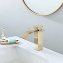 GobekUsa Brushed Gold Basin Faucet: Solid Brass Single Handle Mixer Tap, Deck Mounted.
