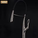 GobekUsa Brushed Nickel Kitchen Faucet Pull Down Single Handle 360° Rotation