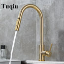 GobekUsa Brushed Gold Pull Out Kitchen Faucet - SUS 304 Stainless Steel