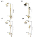 GobekUsa Gold Plated Thermostatic Shower Faucet Set with 8" Rainfall Head