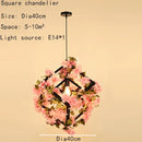 GobekUsa Green Plants Cherry Blossoms Chandelier, Elegant Pendant Lamp for Bar and Restaurant