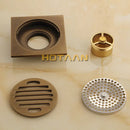 GobekUsa Antique Brass Flower Art Bathroom Accessory Floor Drain Waste Grate - 100mm*100mm