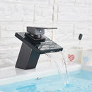 GobekUsa LED Waterfall Bathroom Sink Faucet Black Bronze Single Handle Deck Mount