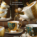 GobekUsa Luxe Gold Inlay Bone China Coffee Set: Teapot, Cup, Sugar Bowl, Creamer, Mug