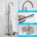 GobekUsa Black Dual Handle Freestanding Bathtub Faucet Set Floor Standing Bath Mixer Tap