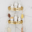 GobekUsa Aluminum Shower Shelf Brushed Gold Wall Mounted Bathroom Corner Shelf