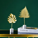 GobekUsa Gold Leaf Decorations on Marble Base - Creative Metal Crafts for Home Decor
