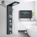 GobekUsa LED Light Shower Faucet System: Rainfall, Massage Jets, Waterfall Panel with Temperature Control