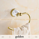 GobekUsa Golden Bath Hardware Set: TP Holder, Towel Rack, Tissue Holder, Cup Holder, Robe Hook