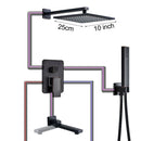 GobekUsa Black Bronze Shower Faucet Set with Rainfall Mixer Tap & 2-ways Valve