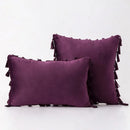 GobekUsa Black Velvet Tassel Fringe Throw Pillow Cover for Bed Sofa Couch
