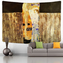 GobekUsa Gold Kiss Oil Painting Tapestry Wall Hanging Art Blanket