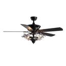 GobekUsa 52" Luxury Crystal Ceiling Fan with Lights, Remote Control, DC Motor Wood Fan