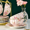 GobekUsa Elegant Flower Tea Cup Set with Spoon & Saucer