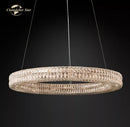 GobekUsa LED Halo Crystal Chandelier for Bedroom Living Dining Room Decor