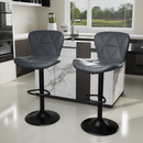 Swivel Bar Stool with Diamond-Stitched PU Leather & Adjustable Height
