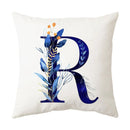 GobekUsa Blue Alphabet Flower Letter Pillowcase for Home Decor