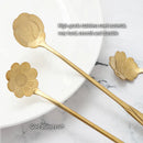GobekUsa Gold Flower Stainless Steel Teaspoons Set for Coffee, Desserts, and Ice Cream