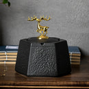 GobekUsa Black Pottery Ashtray with Cover: Stylish, Large Capacity Ceramic Ashtray