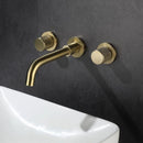 GobekUsa Brushed Gold Basin Faucet: Single Handle Wall Mount Brass Mixer Tap, Cold/Hot Water