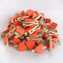 GobekUsa 50-Pack Romantic Heart Shape Wood Clips for Home Décor and Parties