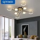 GobekUsa Gold Frame LED Chandelier: Modern Lighting for Living Room, Bedroom - Indoor Fixture & Lustres