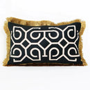 GobekUsa Geometric Fringed Lumbar Pillow Case, Luxe Sofa Pillow Cover 30x50cm