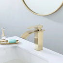 GobekUsa Gold Waterfall Basin Faucet: Brass Bathroom Mixer Tap, Hot Cold Sink Faucet