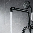 GobekUsa Industrial Black Floor Standing Dual Handle Bathroom Shower Faucet