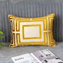 GobekUsa Gold Geometry Cut Velvet Embroidered Lumbar Pillow Cover Chic Style 35x50cm