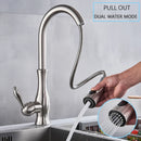GobekUsa Brushed Nickel Kitchen Faucet Pull Out Single Handle Mixer Tap