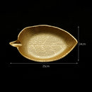 GobekUsa Gold Leaf Plate: Luxury Decorative Tray for Jewelry, Candy, Fruit & Trinkets