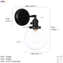 GobekUsa Glass Ball Wall Light Switch Hallway Bathroom Mirror Stair Black Wall Sconce