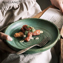 GobekUsa Japanese Style Ceramic Round Plate - Restaurant Quality Dinnerware