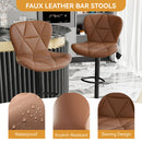 Swivel Bar Stool with Diamond-Stitched PU Leather & Adjustable Height