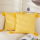 GobekUsa Geometric Embroidery Canvas Cotton Cushion Cover for Sofa Bed in Yellow