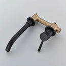 GobekUsa Brushed Gold/Black Wall Mounted Bathroom Basin Faucet - Hot/Cold Water Mixer