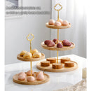 GobekUsa Bamboo Fruit Cake Stand Set Wood Tableware Snack Dessert Candy Plate