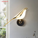 GobekUsa Golden Bird LED Wall Lamp: Modern Design for Hallway, Stairs, Living Room, Bedroom Decor