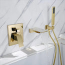 GobekUsa Gold Bathtub Shower Faucet Set with Handheld Waterfall & Mixer Tap
