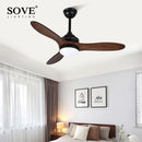 GobekUsa Black Wood Industrial Ceiling Fan Remote Control DC 220v