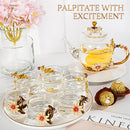 GobekUsa Daisy Enamel Crystal Glass Teapot Set for Hot and Cold Drinks