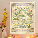 GobekUsa Botanical Wildflower Tapestry Wall Hanging Floral Print Identification Chart Wall Art